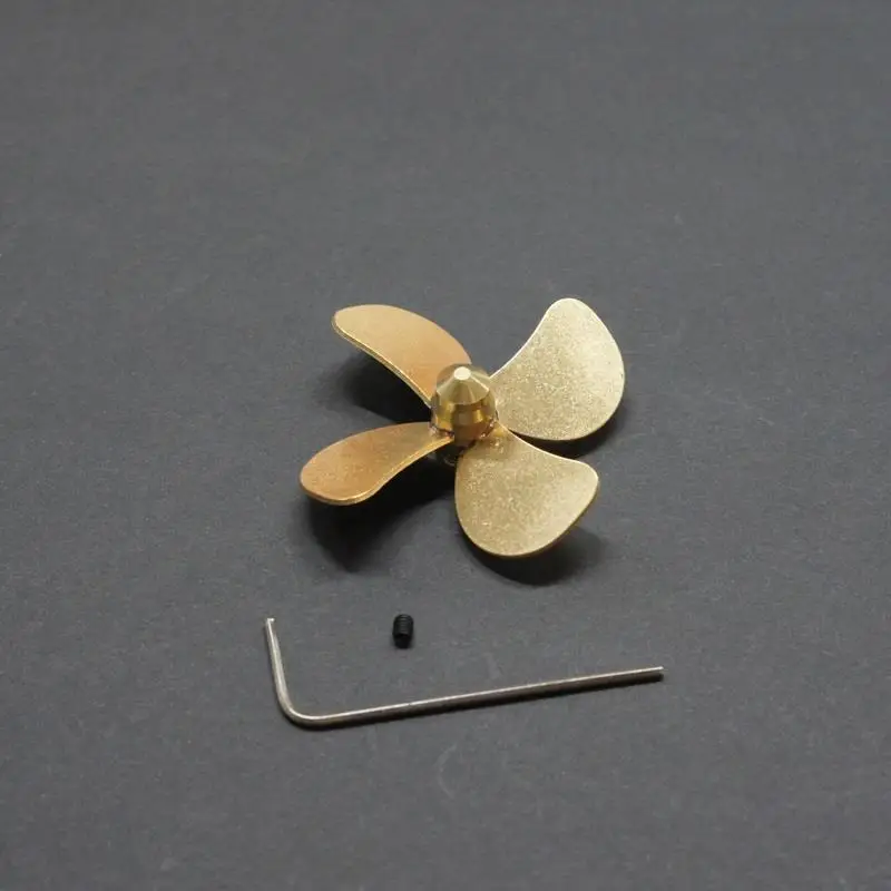 RC Boat Propeller, 4-Blades 45mm Brass Prop for 1:100 Tugboats/Freighters, 3mm Bore (1PC Right Hand)