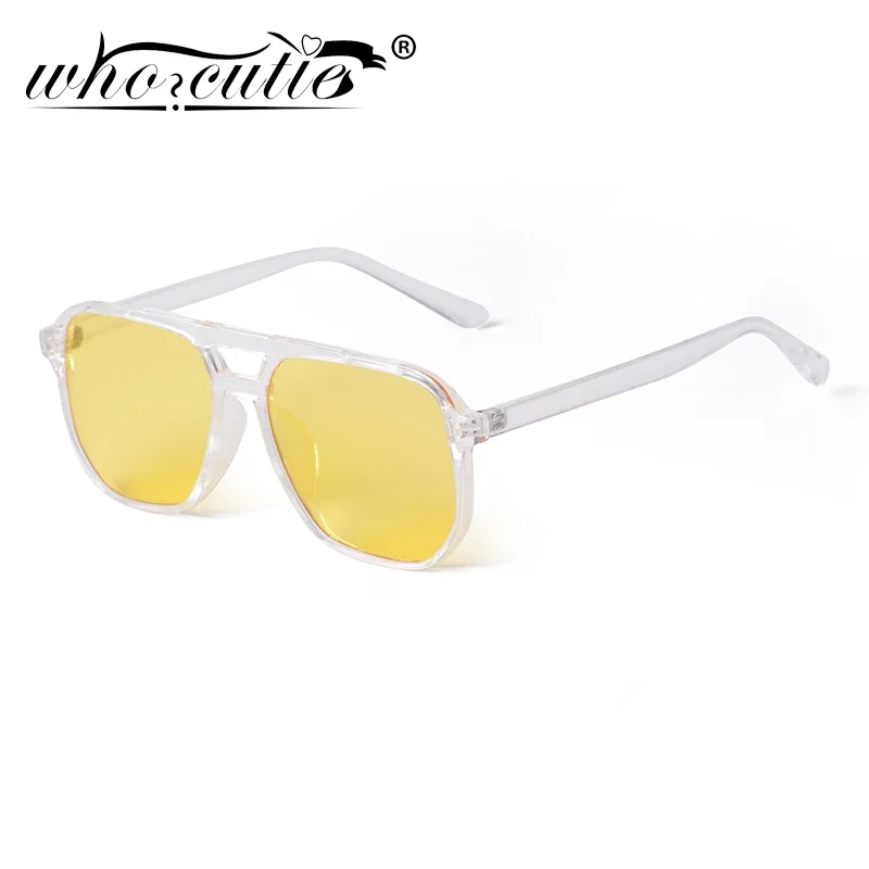 Trendy Clear Yellow Pilot Sunglasses Women Brand Designer 2024 Oversized Shades Eyewear Double Bridge Square Men Sun Glassses UV