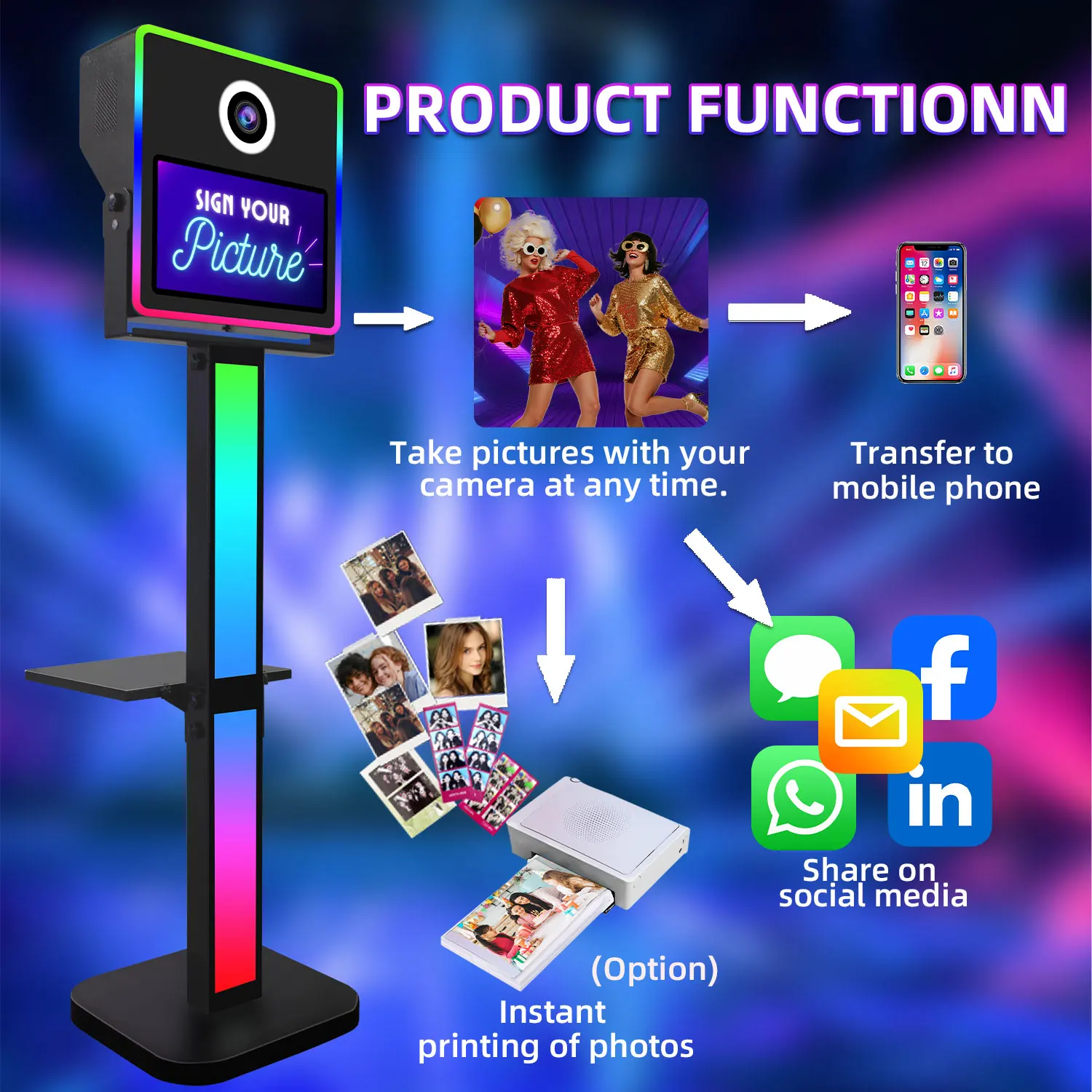 2026 Cheap DSLR Photo Booth Selfie Machine Compatible With Printer 15.6 Inch Touch Screen Camera Photobooth For Cocktail Party