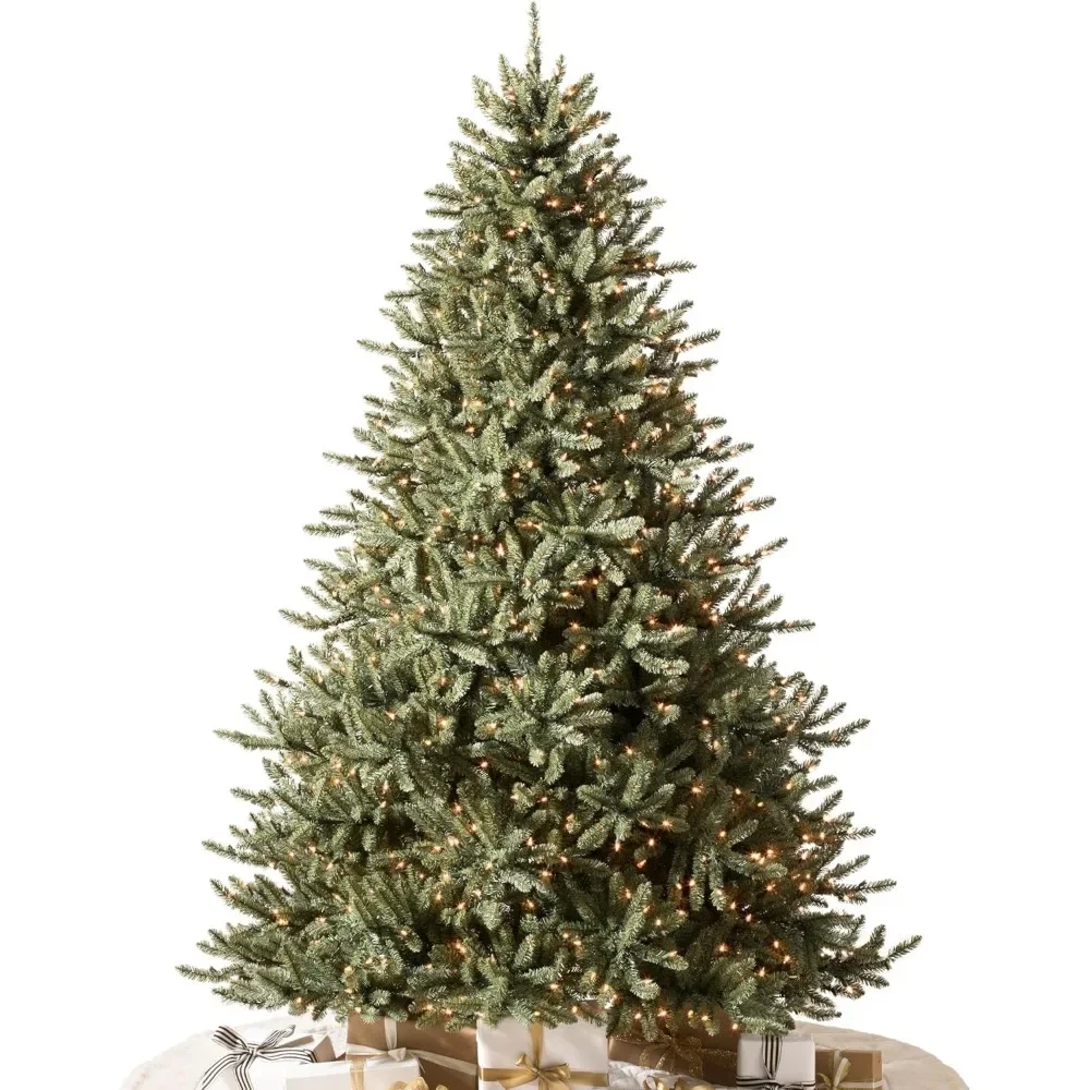 9ft Christmas Tree with LED Clear Lights, Pre-Lit Classic Blue Spruce Artificial Christmas Tree