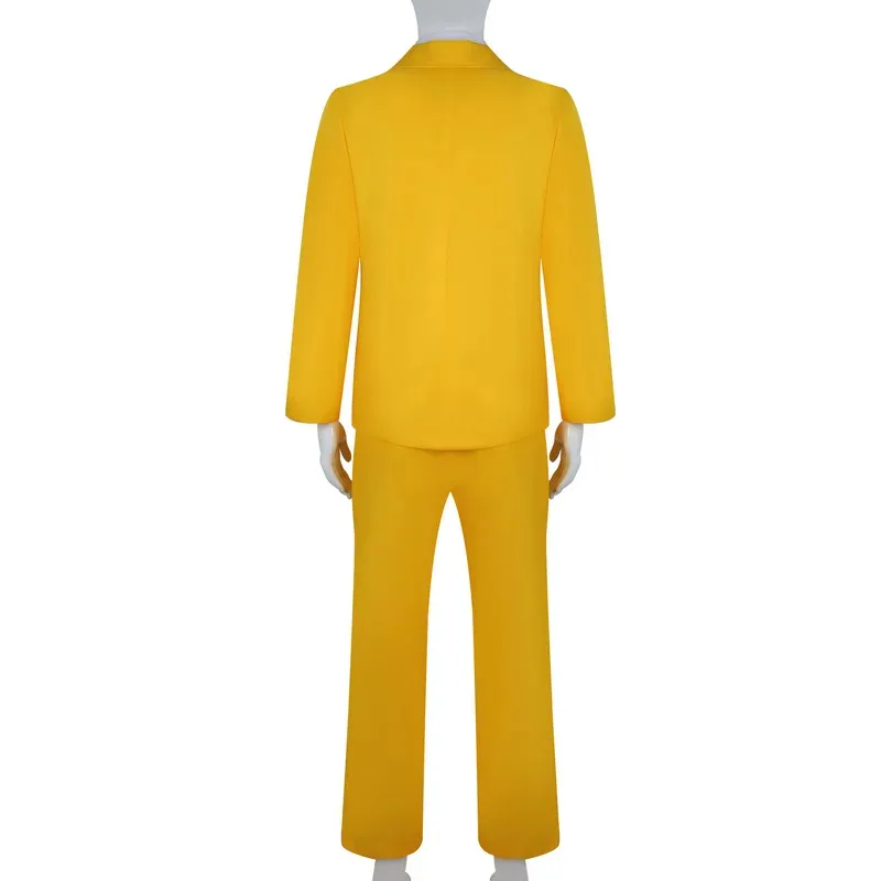 Disfraz de película BOB para hombre y mujer, abrigo con corbata, pantalones superiores, trajes, traje amarillo BOB, uniforme, disfraz de Carnaval y Halloween, ropa de fiesta
