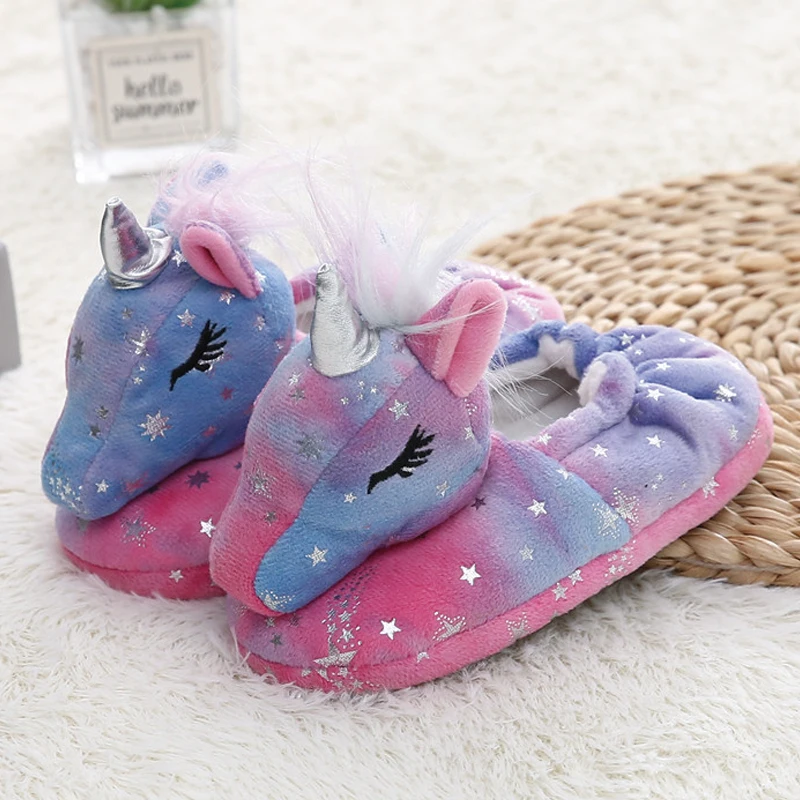 Toddler Girls Slippers Winter Warm Cartoon 3D Animal Indoor Plush House Footwear Kids Soft Rubber Sole Home Shoes Baby Boy Items