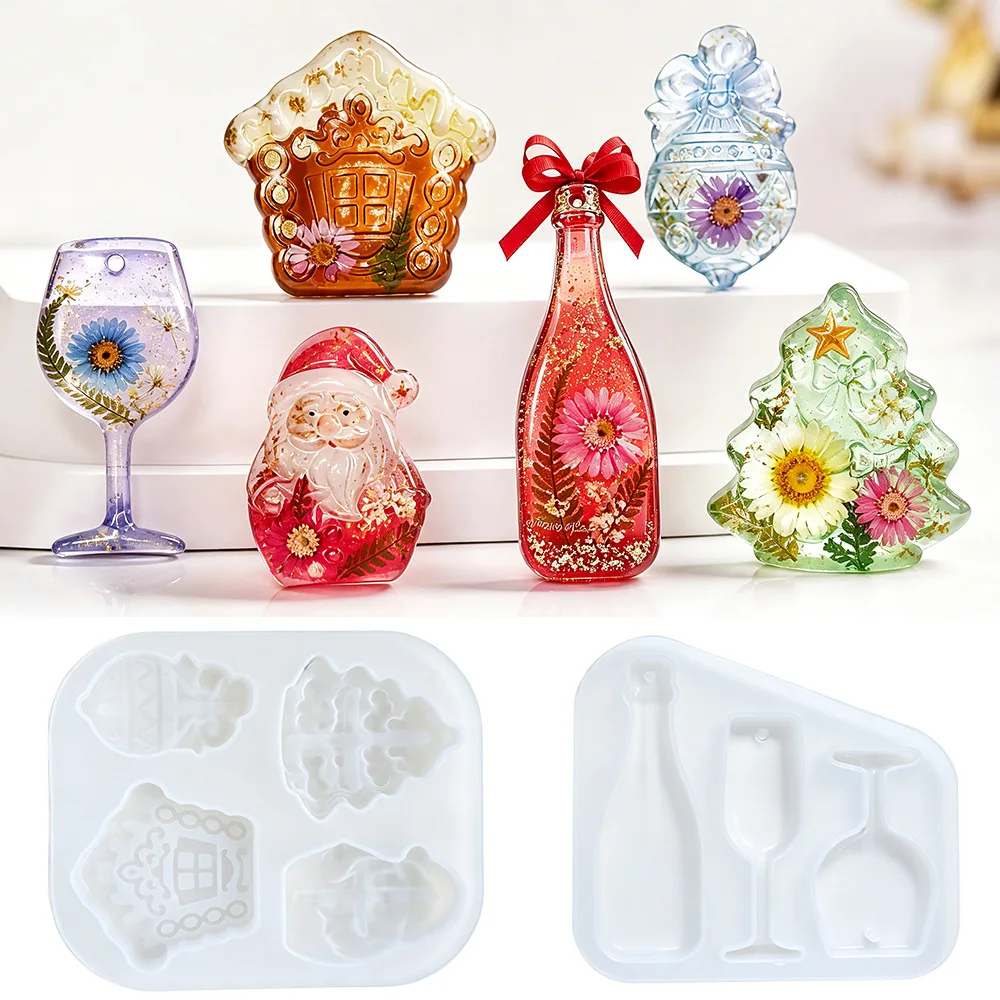 Christmas Theme Silicone Molds Epoxy UV Resin Plaster Concrete Cabin‑Core Winter Holiday Table Ornament Handmade Craft Supplies