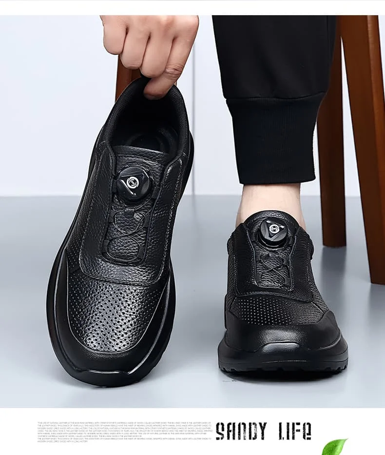 Sportliche Freizeitschuhe für Herren mit Automatikschnallen, bequeme Pendler-Schuhe, mehrlagiges Rindsleder, höhenvergrößerndes Innendesign – Detail 22