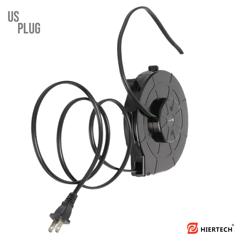 Auto Retractable Power Cord Reel 3.2-meter, US 2-pin plug Auto Rewind Electric Cable Reel for power supply