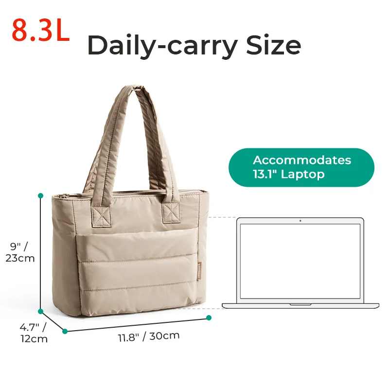 BAGSMART Women's Tote Bag Quilted Shoulder Bag Handbag for Travel Work Gym Lightweight Puffy Tote Bag with Compartments - view 4