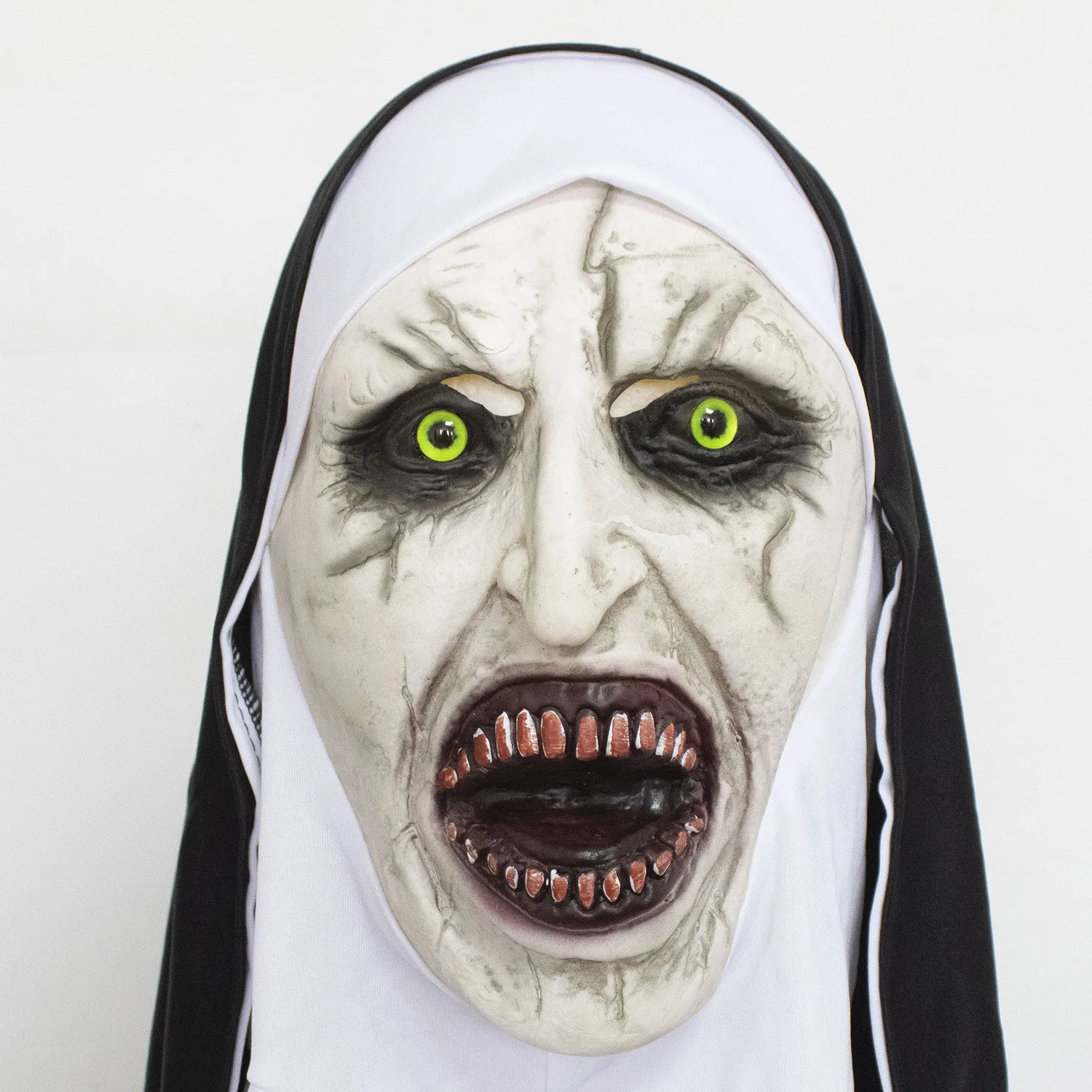 Horror Nun Mask Headscarf Cosplay Creepy Valak Ghost Face Latex Masks Halloween Carnival Purim Party Headpiece Costume Props