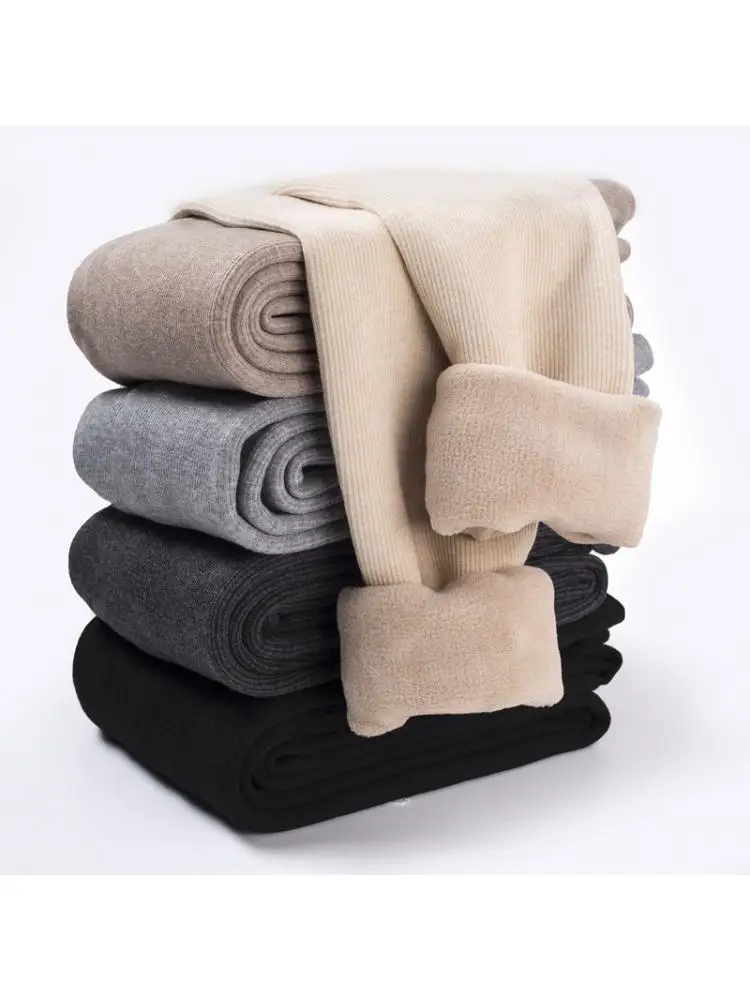 Pregnant Women Leggings Three Thicknesses 180g 280g Vertical Stripe Autumn Winter Thick Cotton Pantyhose Adjustable Belly piece