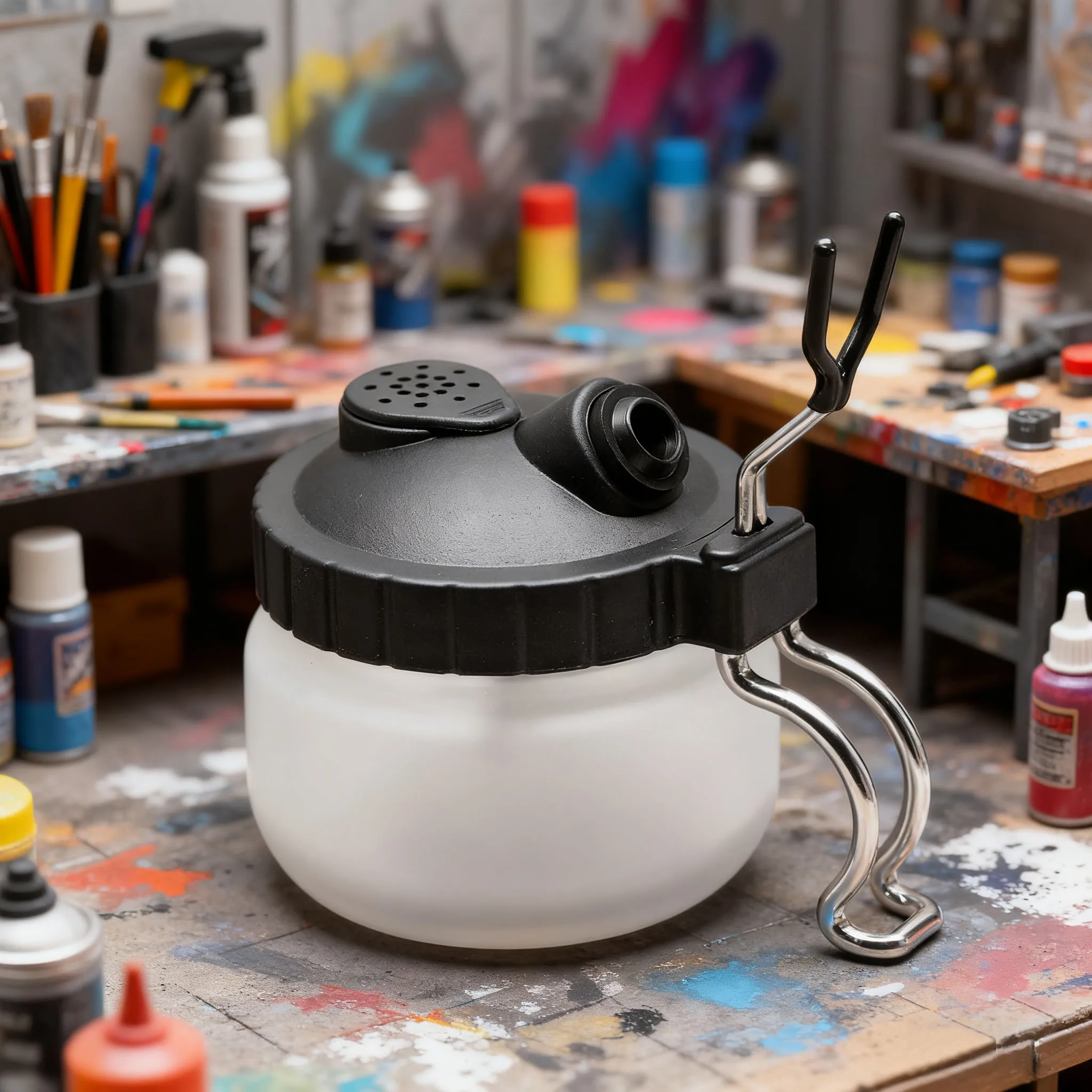 Airbrush Cleaning Kit with Clean Pot Jar Holder for Airbrush Cleaning、Waste Liquid Collection