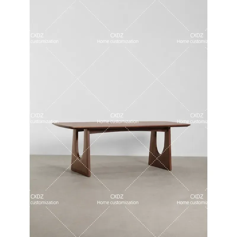 Wabi Sabi Style Rectangular Solid Wood Table Long Dining Desk for Study Living Room Behind Sofa Minimalist Home Furniture
