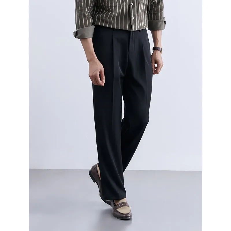 

Naples Gentleman Busin Commuter Pants High-End Straight Leg Casual Trousers Men's Faionable Drape Anti-Wrinkle