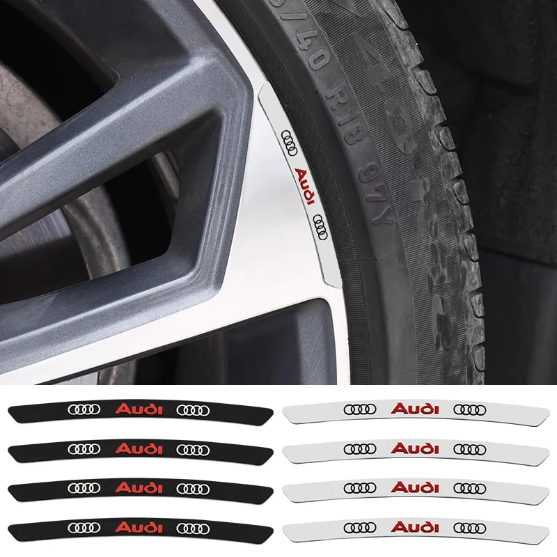 Adesivos para Rodas de Carro 4/8 Peças para Audi Sport A4 B5 B6 B7 B9 A1 Q3 Q5 Q7 TT S3 S6 Quattro Acessórios de Decoração e Estilo Automotivo