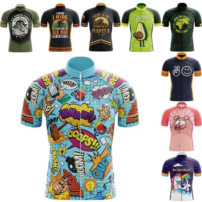 

202 Summer Men's Funny Cartoon Cycling irt L Brand Sports Fitn Bicycle Clothing Comfortable Breathable Rugby irt