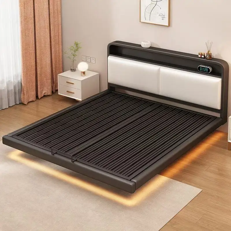 

Suspended bed Modern simple bedless Italian minimalist wrought iron master bedroom double bed tatami row skeleton suspended bed