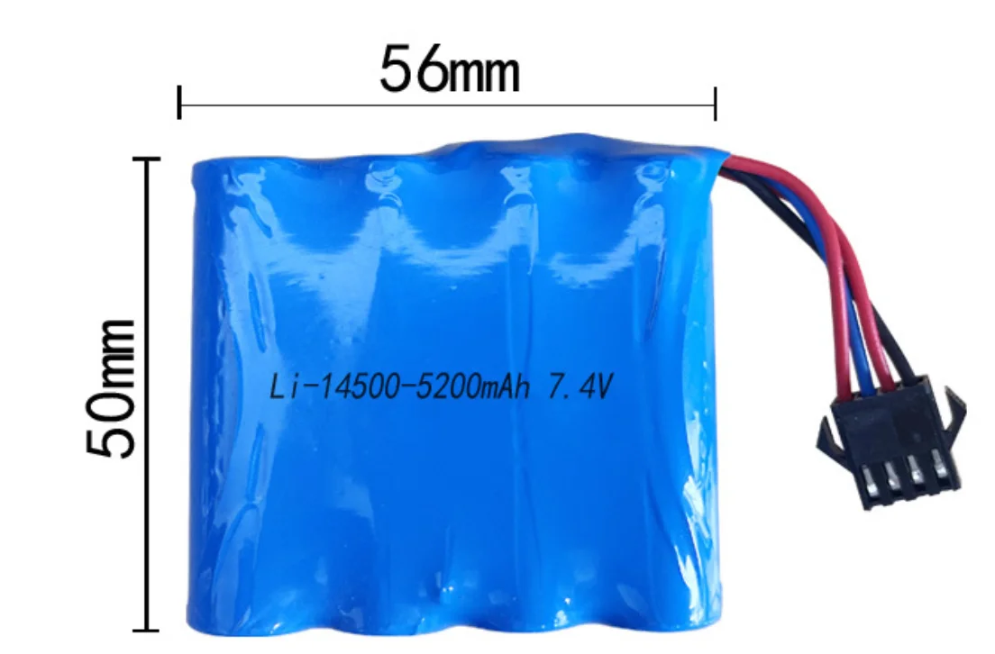 7.4V 1600mAh 14500 lithium-ion battery/with SM4P plug/USB charger for water gun RC truck ship helicopter toy battery accessories