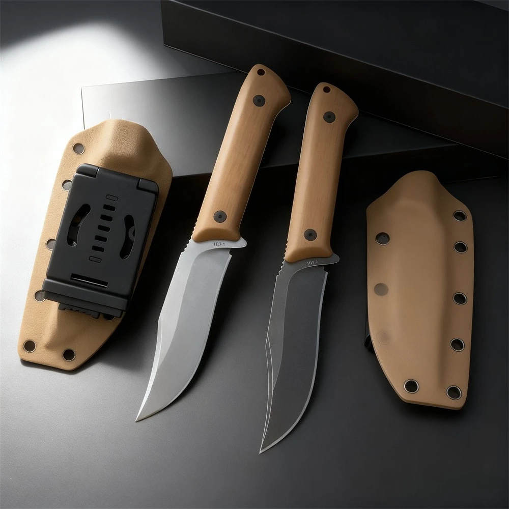 bk-104-キャンプ用固定刃ナイフ-edc、タクティカル、アウトドア、ハンティング、フィッシング、サバイバル用、8cr13movブレード、g10ハンドル付き