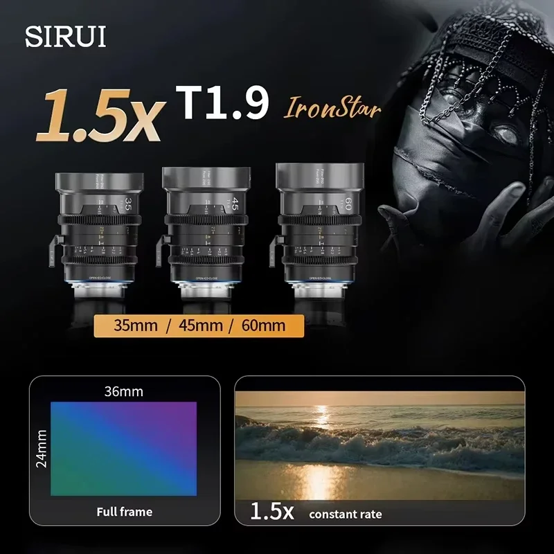 SIRUI IronStar Series 35mm 45mm 60mm T1.9 Anamorphic 1.5x Full Frame Cine Lens for Canon EF ARRI PL Mount