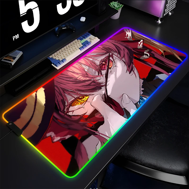 

RGB Mouse Pad Anime Cute Girl Gamer Computer Hololive Houshou Marine Desk Mouse Mat LED Keyboard Pad Gaming Accessories Mousepad