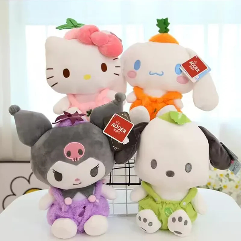 

Kawaii Sanrio Plush Toy Hello Kitty Kuromi Mymelody Cinnamorroll Cartoon Vegetable Plush Doll Pillow Cushion Girl Kids Gift