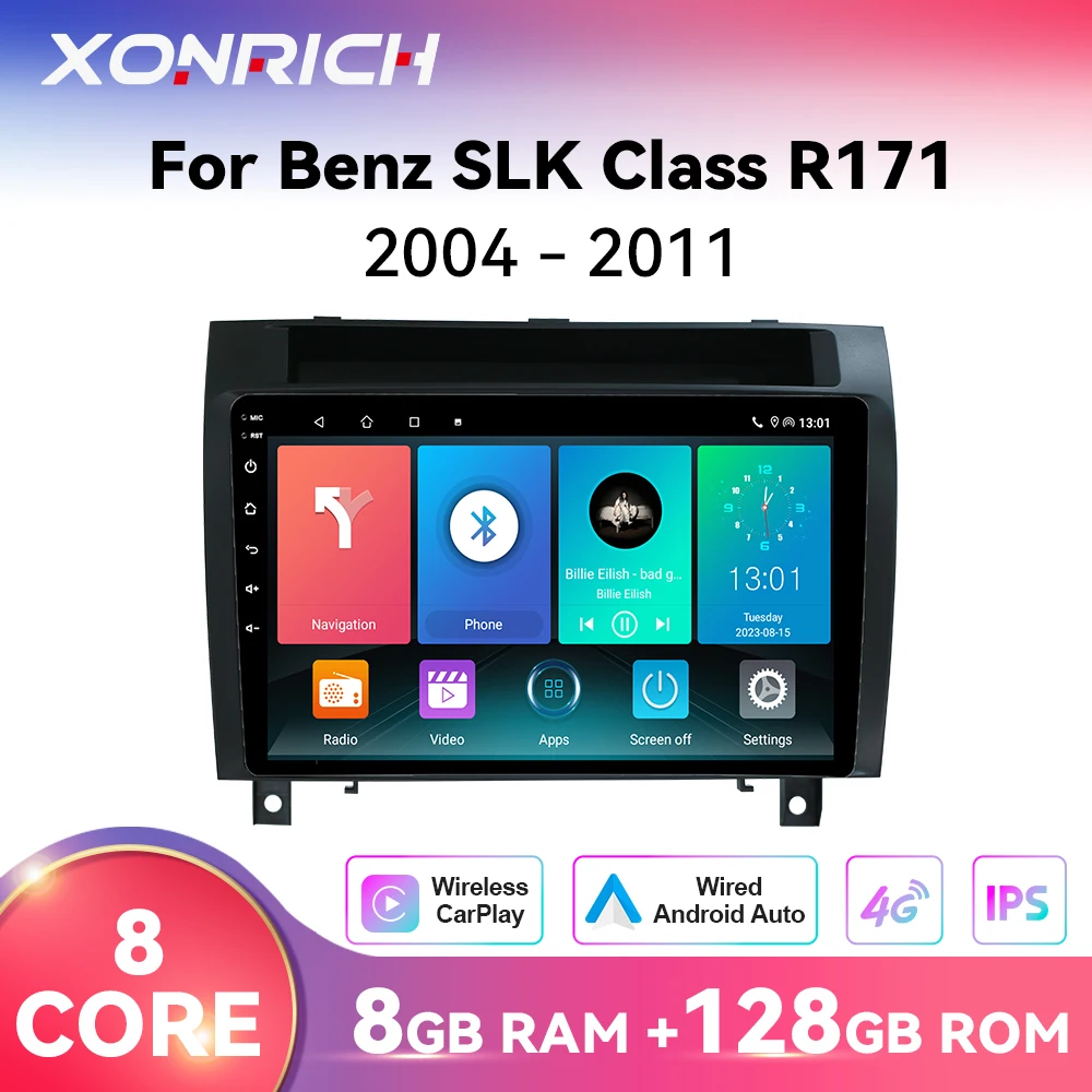 Autoradio Wireless CarPlay Android 14 2DIN per Mercedes Benz Classe SLK R171 2004-2011 SLK200 280 300 350 GPS 4G Wifi DSP RDS