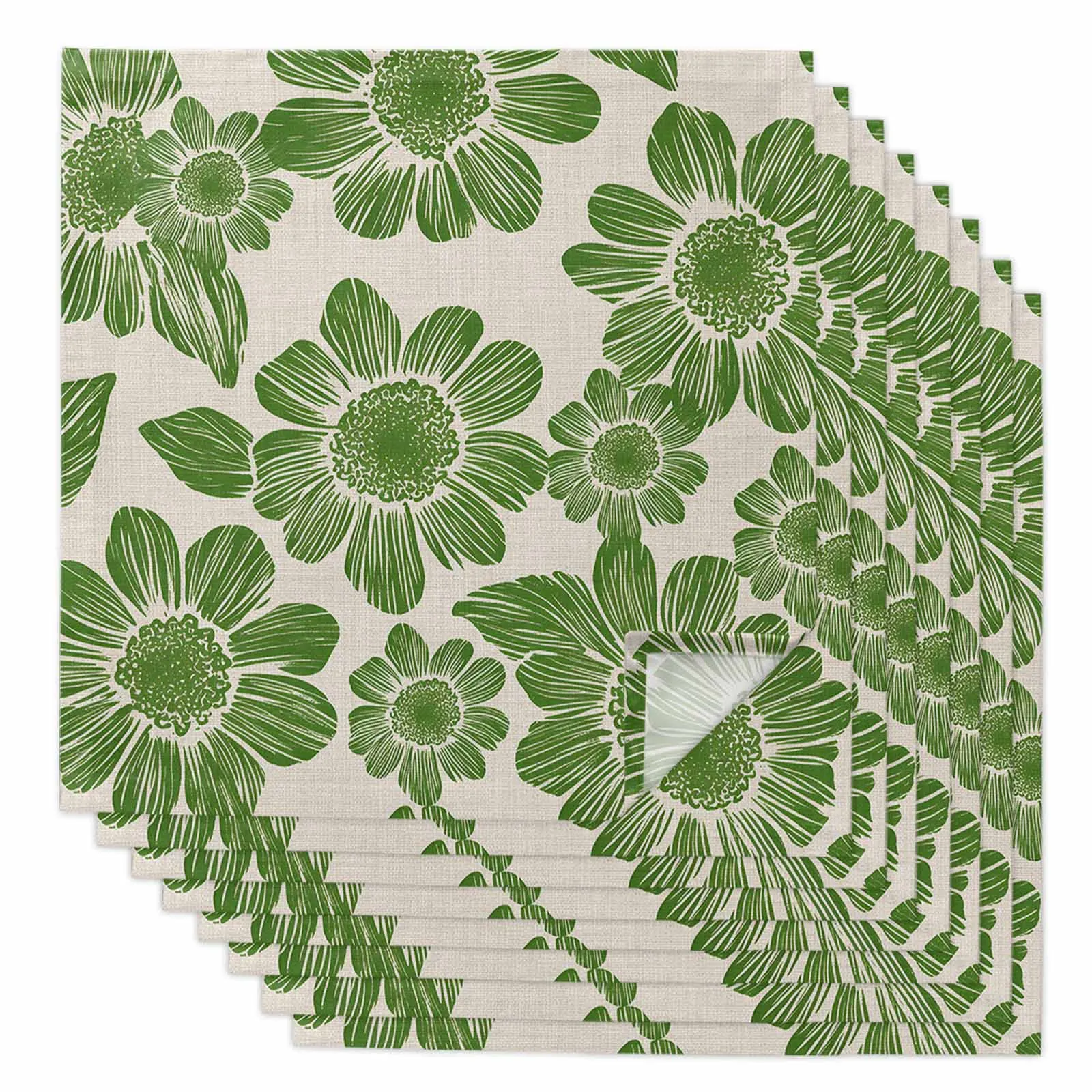 

Green Pastoral Linen Texture Table Napkins Cloth Set Kitchen Dinner Tea Towels Table Mat Wedding Decor Napkin