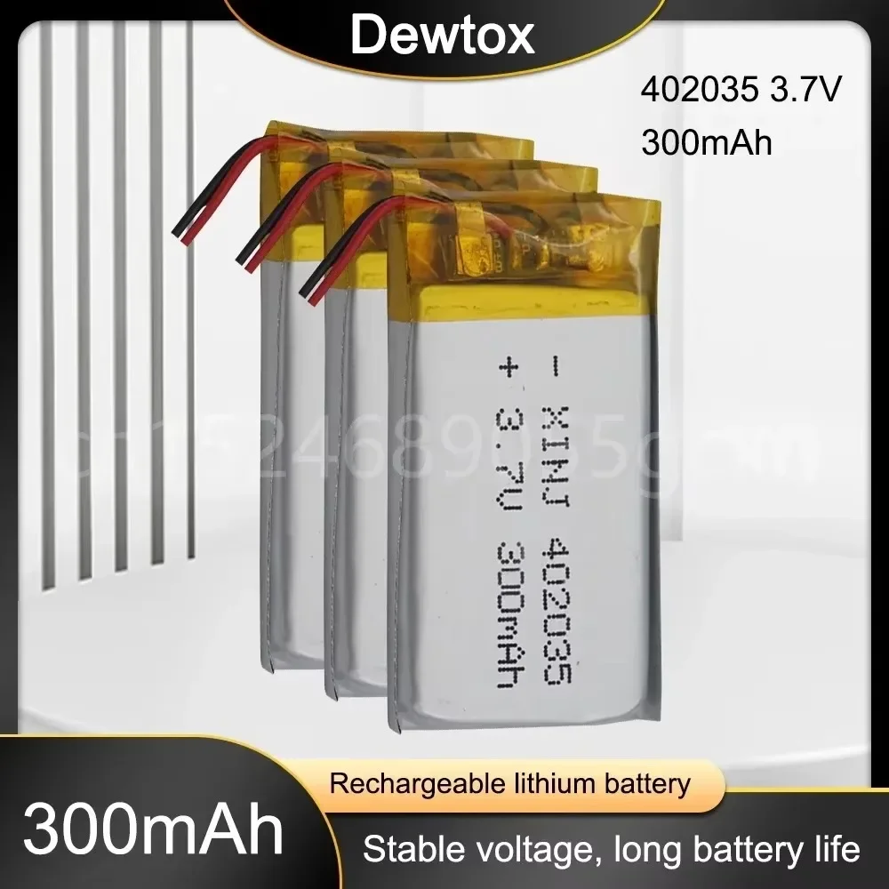 300mAh 3.7V 402035 042035 Lithium Polymer Li-Po Li Ion Rechargeable Battery for MP3 MP4 MP5 Battery Bluetooth Headset Lipo Cell