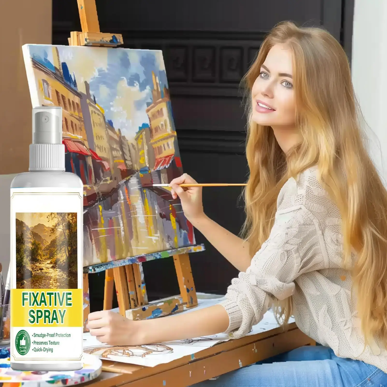 120ML Quick Drying Oil Painting Varnish Spray Gloss Protective Film Anti-Crack Restore Brightness For Oil & Acrylic Paintings