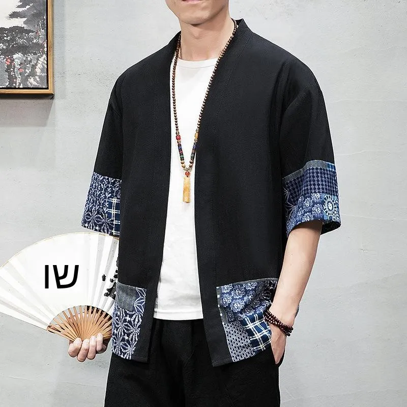 

Men's Ancient Costume Tang Suit Middle Shirt Youth Casual Ethnic Clothing Traditional Chinese Style Autumn Fashion S809-2