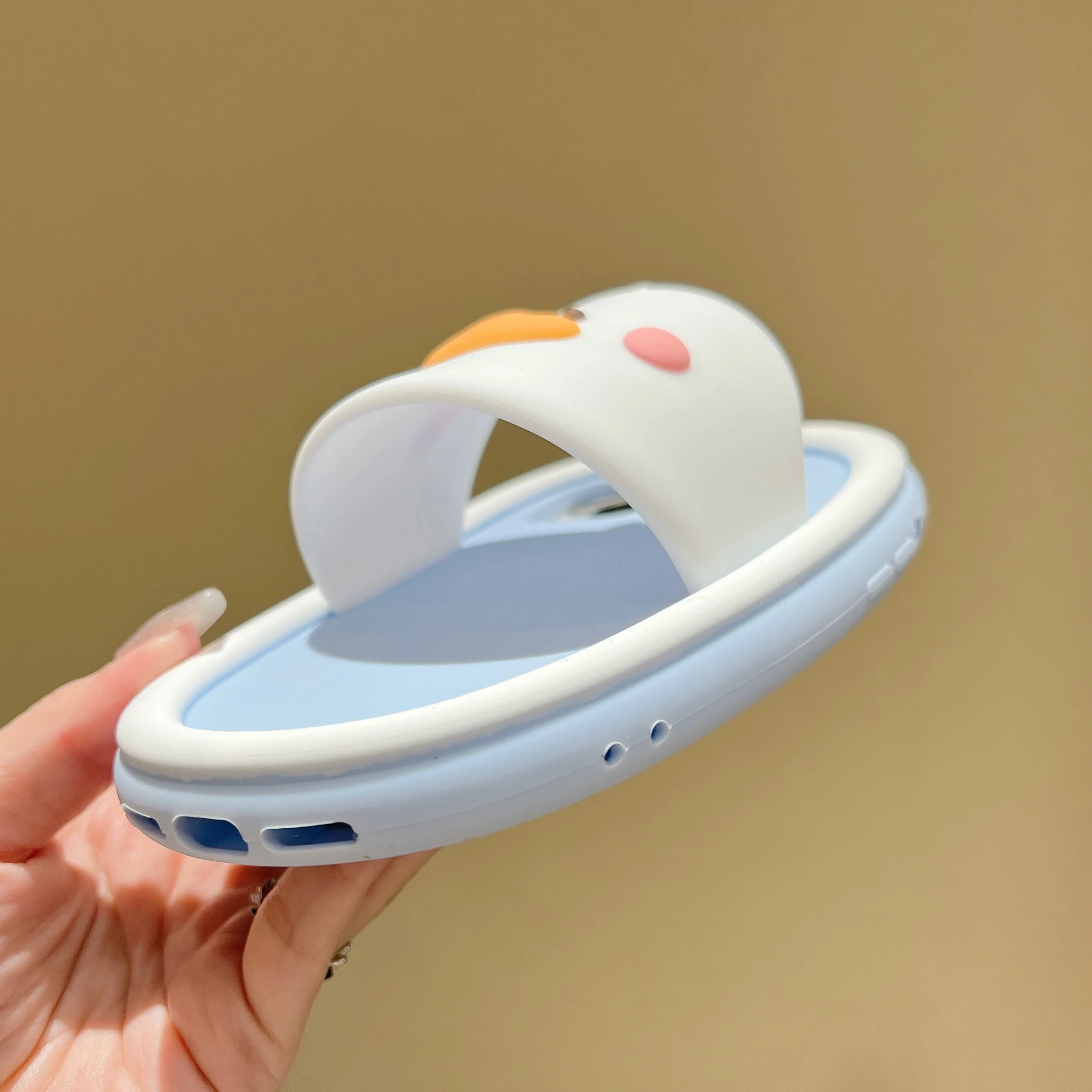 3D Cartoon Cute Blue Duck Slipper Shaped Phone Case  for iphone11 12 13 14 Pro Max Shockproof Protective Soft Silicone