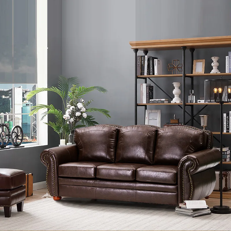 

*w for European Living Room Sofa Set Furniture Vintage Luxury Leather Elegant Chesterfield Sofa Set for Living Room%
