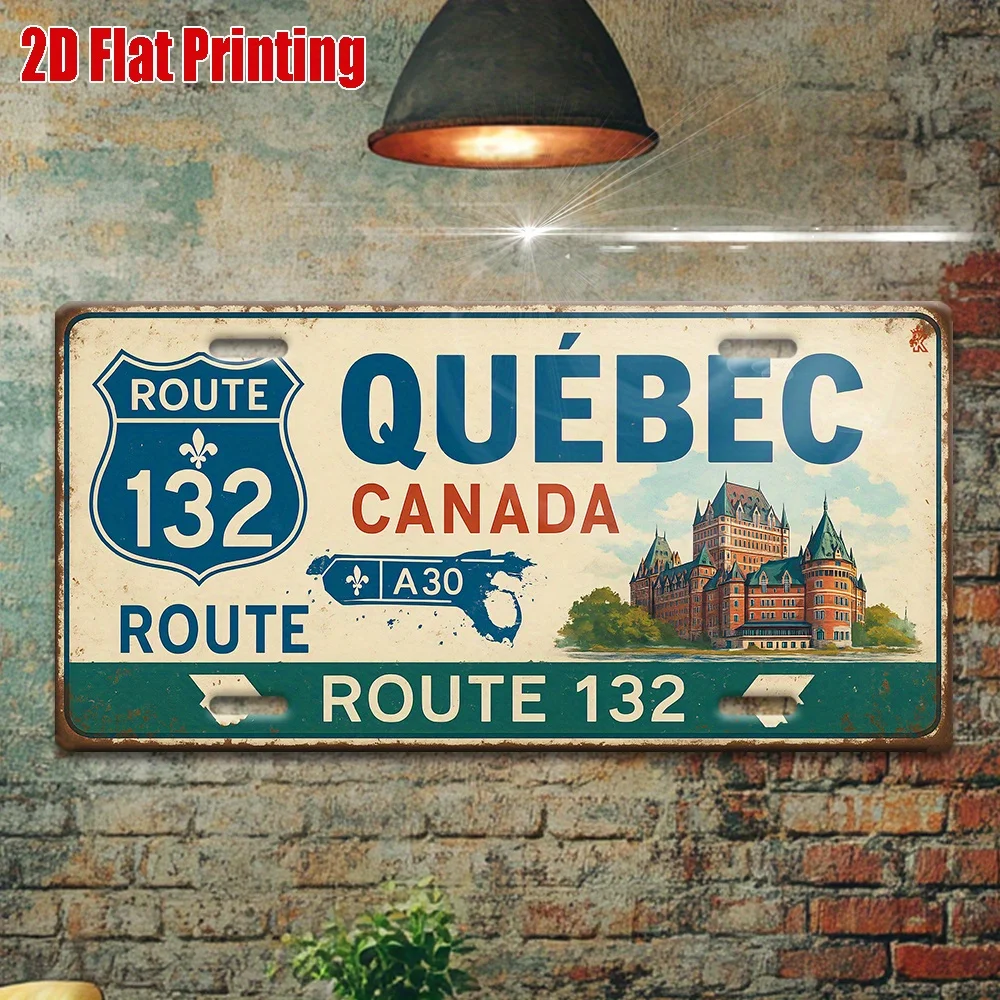 2D Flat Aluminum Quebec Route 132 License Plate | Decorative Wall Hanging For Home, Cafe, Bar, Garage - Perfect Gift For