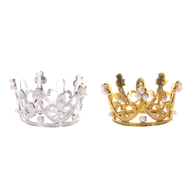 1PC Mini Crown Cake Decoration Princess Topper Pearl Tiara Crown Baking Decoration DIY Cake Birthday Crown Decoration Wholesale