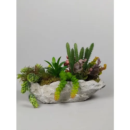 Kibrithane Flower KC00220530 Artificial Sukulent Arrangement Concrete In Pots