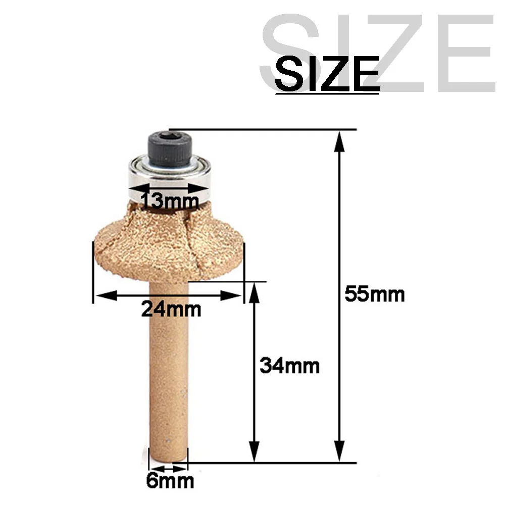 NuoDunco 6mm Brazed Diamond Router Bit for Stone Trimming Router Cutter Granite Marble Engraving Tool