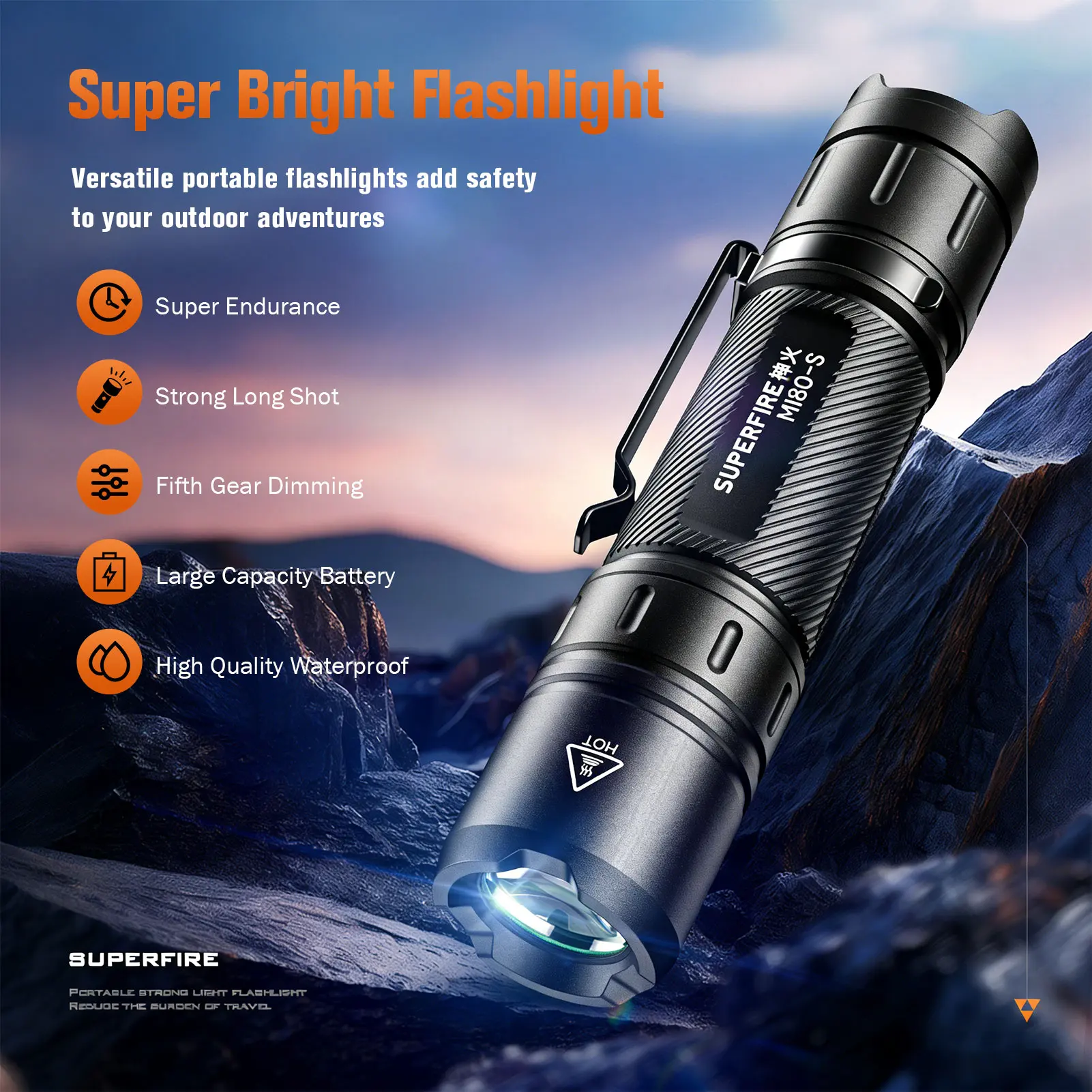 SUPERFIRE MI80-S High power led flashlight Super Bright 1100LM EDC Torch Portable flash lights Fishing Camping Outdoor Lantern