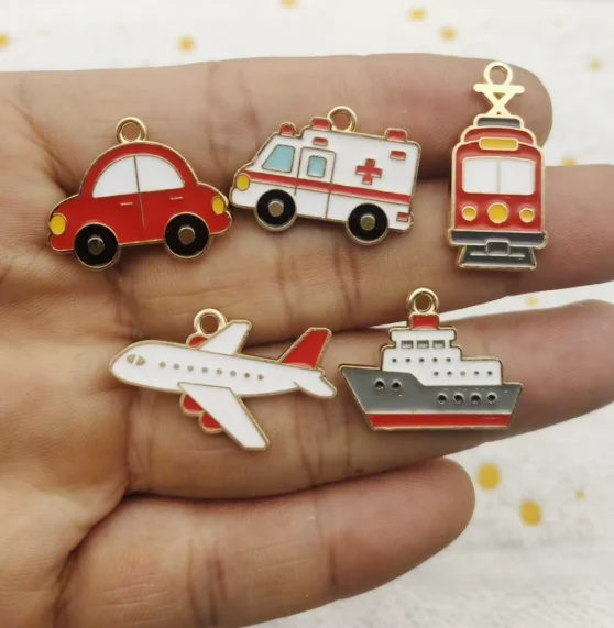 10 Pcs Ambulance Airplane Ship Pendants Charms  Jewelry Making For keychians Pendants Necklaces Bracelets DIY Accessories