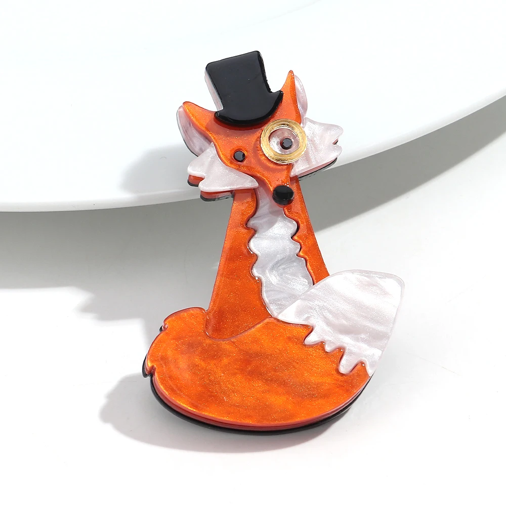 Lustige Acryl-Cartoon-Fuchs-Broschen für Damen und Herren, Niedliche Tier-Broschen aus Kunstharz, Kleidungs- und Schmuck-Accessoires – Detail 7