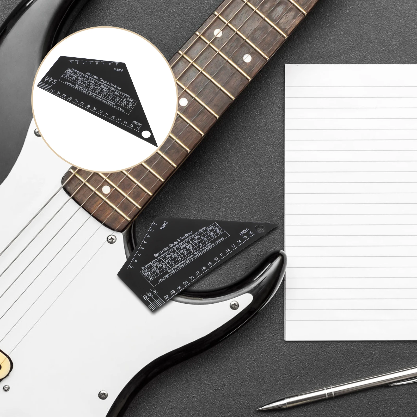 

Guitar Repair Tools Fret Ruler Electric Measuring Leveler Multifunction Leveling Kit Action Gauge Black Acoustic Rocker