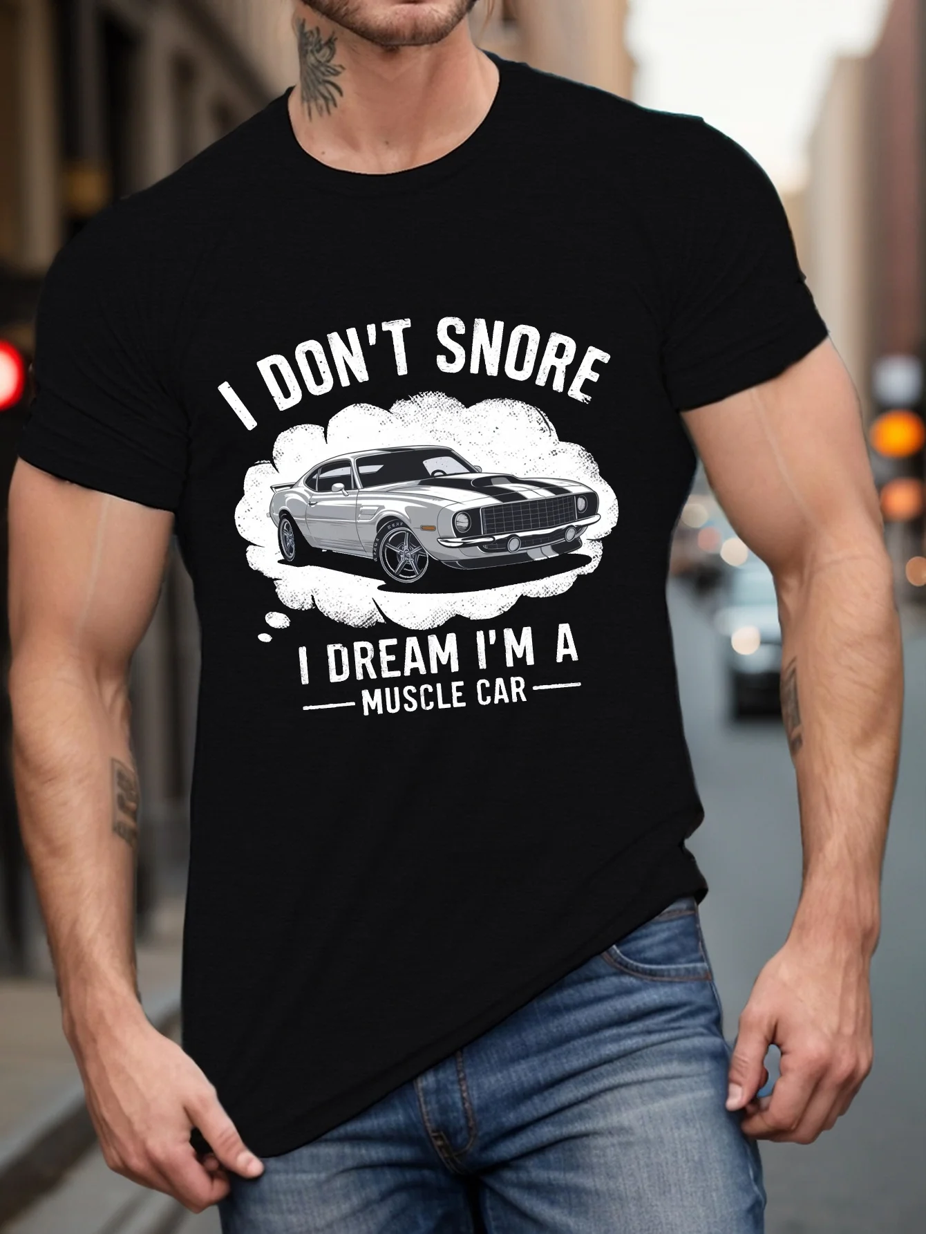 

snore muscle car print tee shirt, Tees for Men, Casual Short Sleeve T-shirt for summer