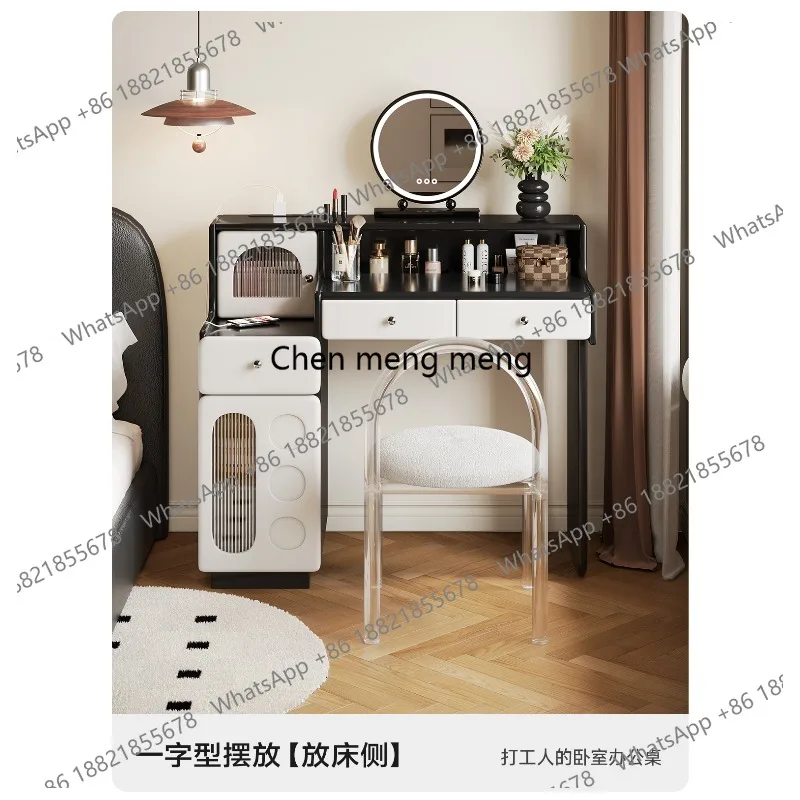 

Master bedroom dresser storage cabinet integrated multi-functional solid wood makeup table 2025 new model