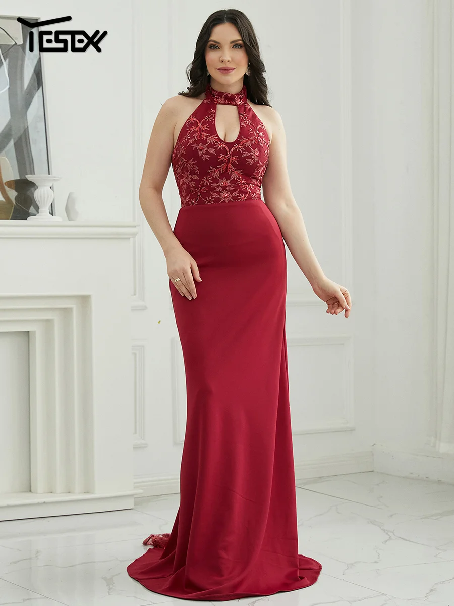 Yesexy sexy aus geschnitten besticktes Abendkleid Cocktail Abendkleid Ballkleid elegante Party kleider für Frauen Vestidos