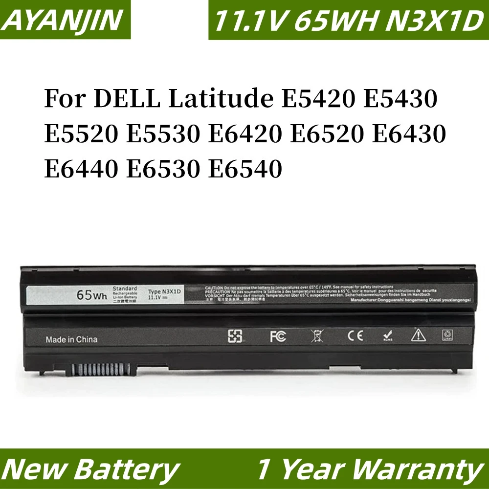 

N3X1D 11.1V 65WH/6000mAh Laptop Battery for DELL Latitude E5420 E5430 E5520 E5530 E6420 E6520 E6430 E6440 E6530 E6540