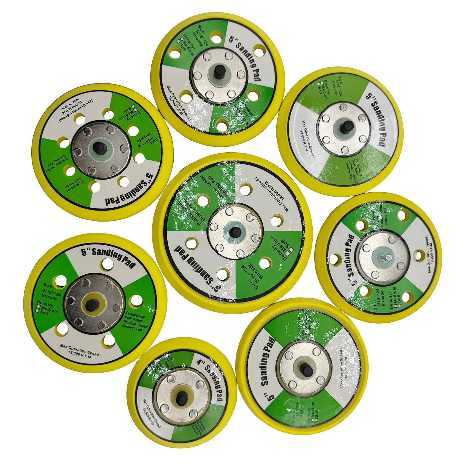2/3/4/5/6 인치 연마 샌딩 패드 공압 샌더 디스크 백커 플레이트 후크&루프 M6 M8 나사 그라인더 로터리 툴용