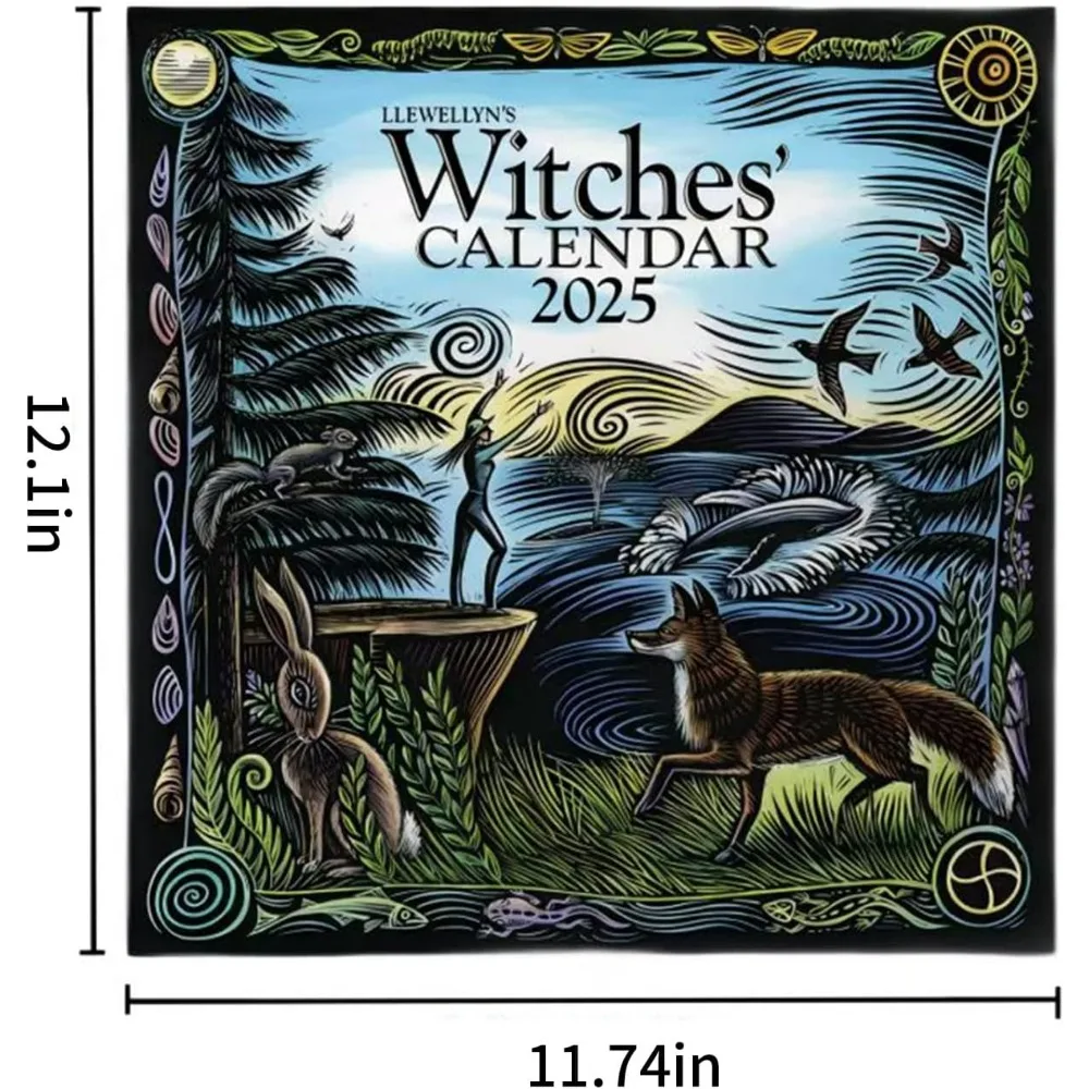 Witches Calendar 2025, Witch Monthly Wall Calendars, 2025 Family Calendar, Hangable Family Planner & Daily Organizer, For Home