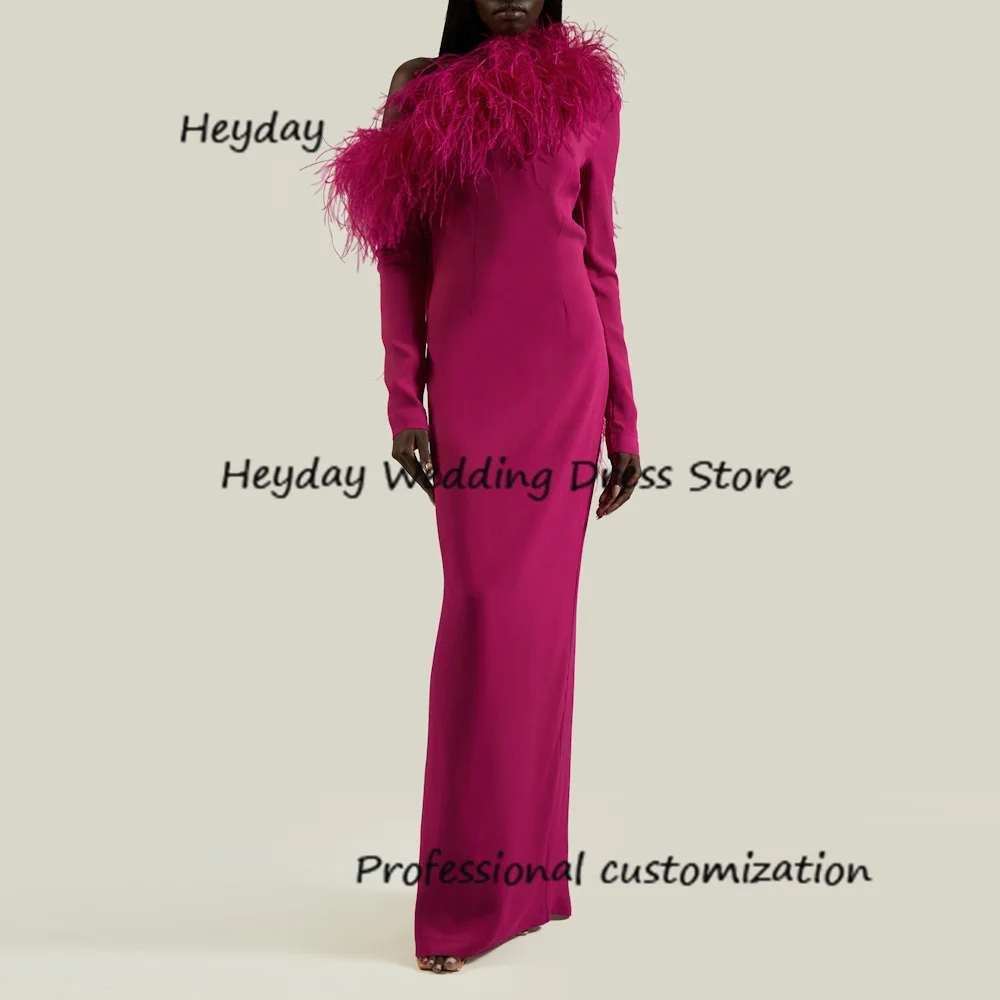 

Heyday Crepe One-Shoulder Sweep Train Feathers Classics Draped Formal Occasion Evening Party Pretty Dresses Heyday 2024