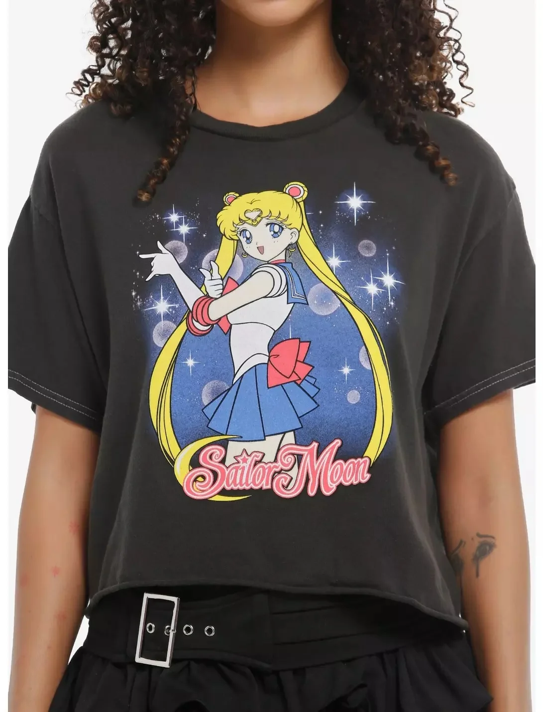 Pretty Guardian Sailor Moon Star Bubbles Girls Crop T-Shirt aus reiner Baumwolle für Männer und Frauen, modisches, lässiges Sommer-Kurzarmshirt