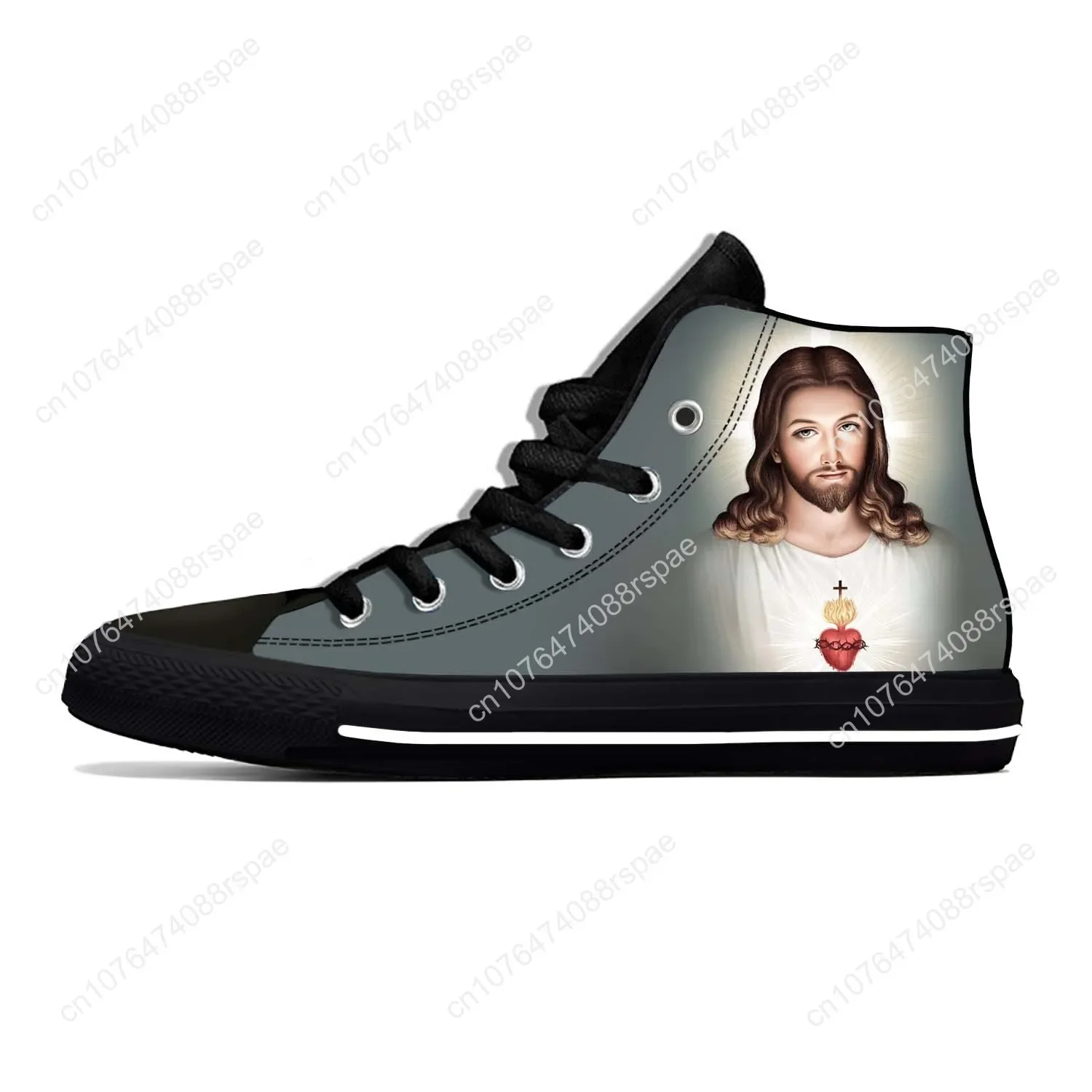 Jesus Christ Christian Cross God Faith Religion Casual Cloth Shoes High Top Comfortable Breathable 3D Print Men Women Sneakers