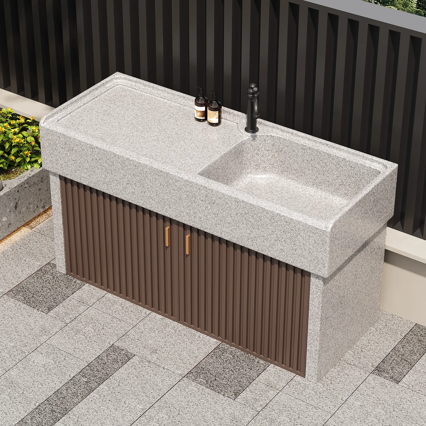 HYS patio marble sink outdoor sink granite console villa garden stone wash basin barbecue table