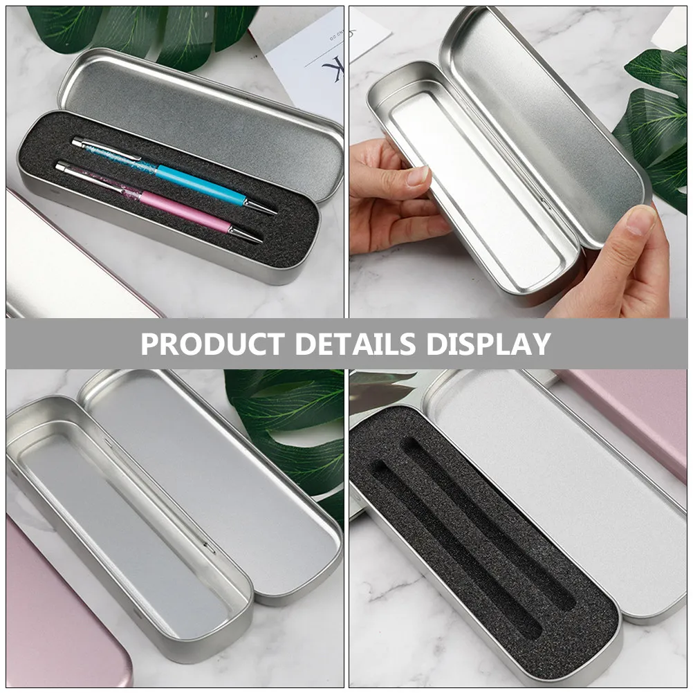 3Pcs Metal Pencil Case Heavy Duty Rectangular Single Layer Portable Pen Storage Box for Students Teachers Office School