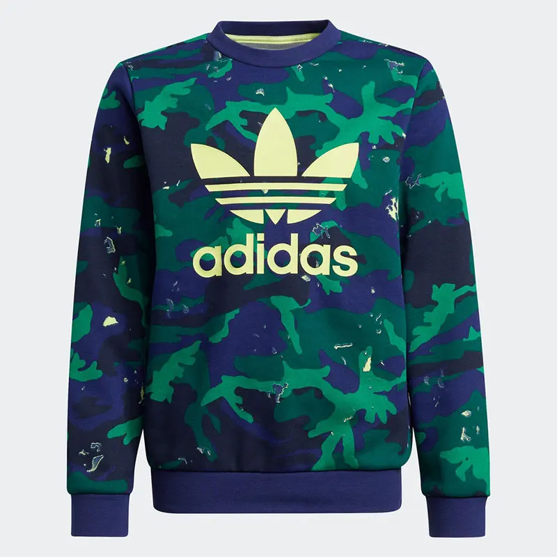 

Официальный оригинальный детский спортивный пуловер с круглым вырезом и принтом в три полоски Adidas H20300